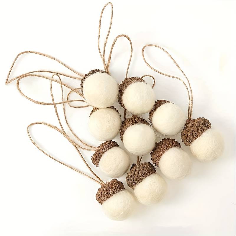 Felt Acorn Ornaments White Felt Balls Pom Acorn Garland For - Temu